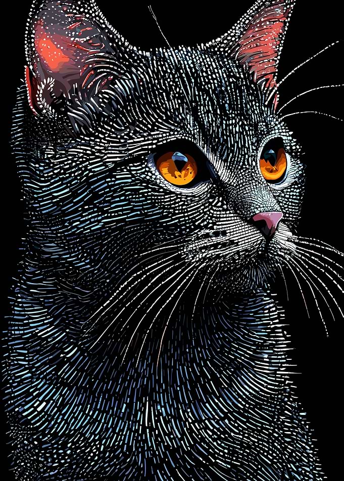 Stylized Cat Portrait with Bright Eyes