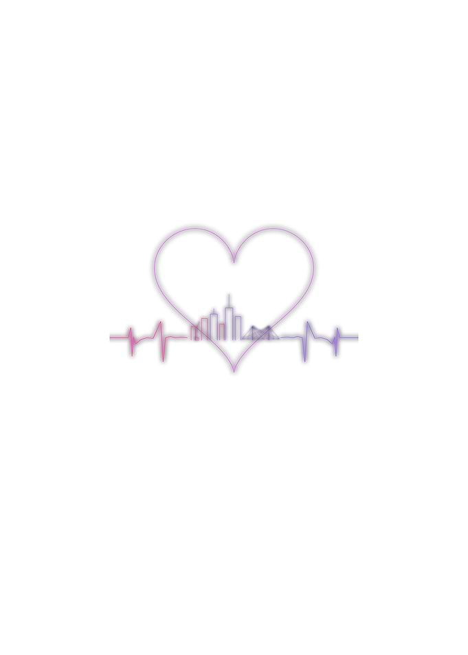 Neon Heartline Cityscape – Minimalist Pink & Purple