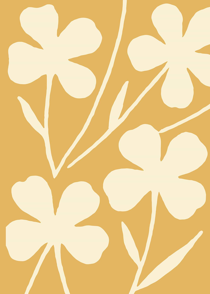 Floral Pattern in Yellow and Cream Art Print