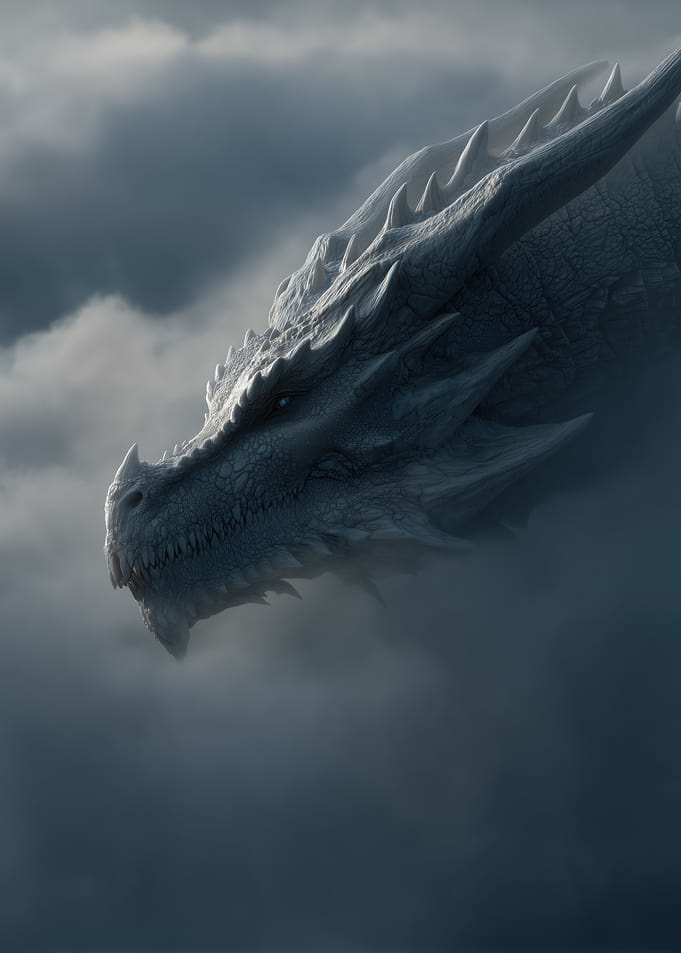White Dragon in the Clouds