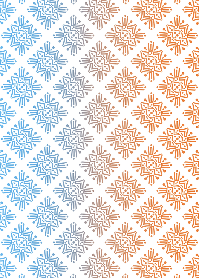 Floral Maasai Pattern with Blue And Orange Gradient Colors
