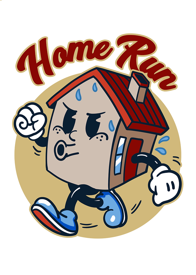 Home Run Cartoon House Character