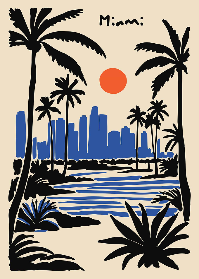 Miami Cityscape with Palm Trees