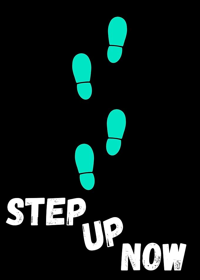 Step Up Now: Footprints on Black