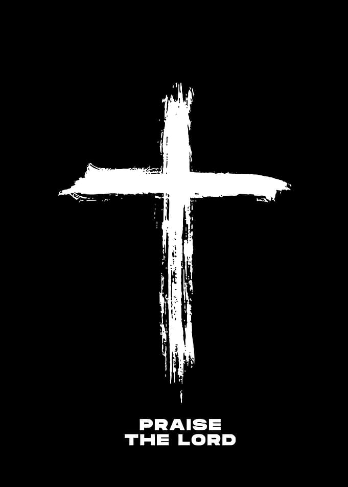 White Cross on Black Background
