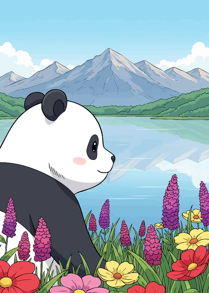 Panda Floral Landscape