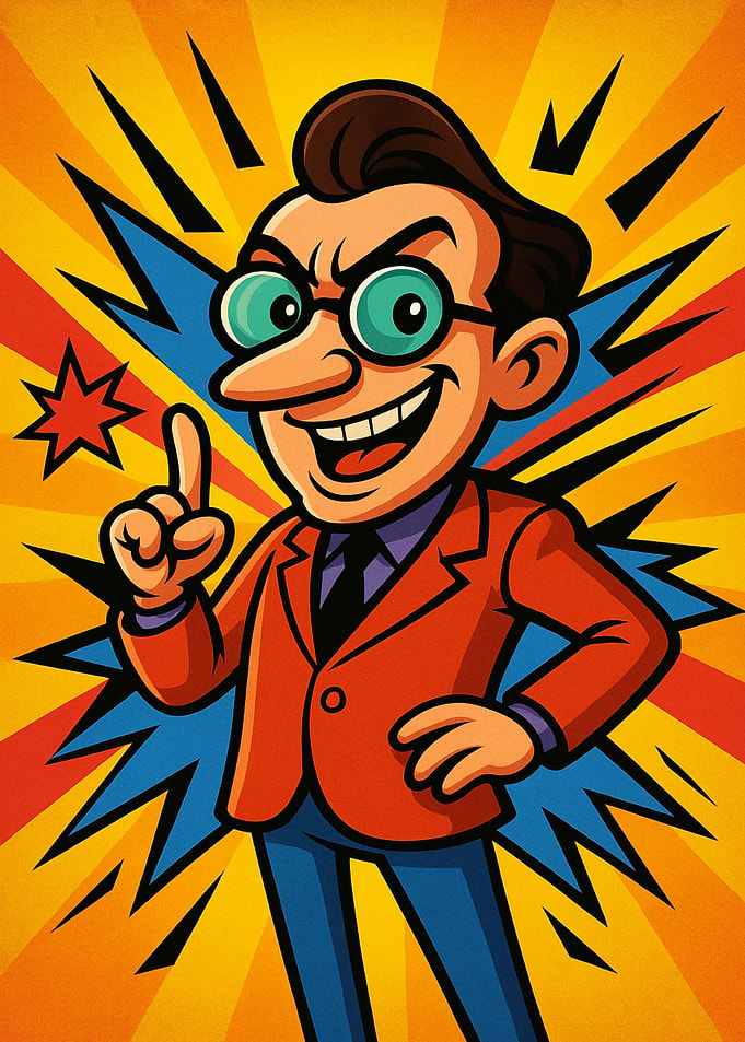 Cartoon Man with Pointed Finger