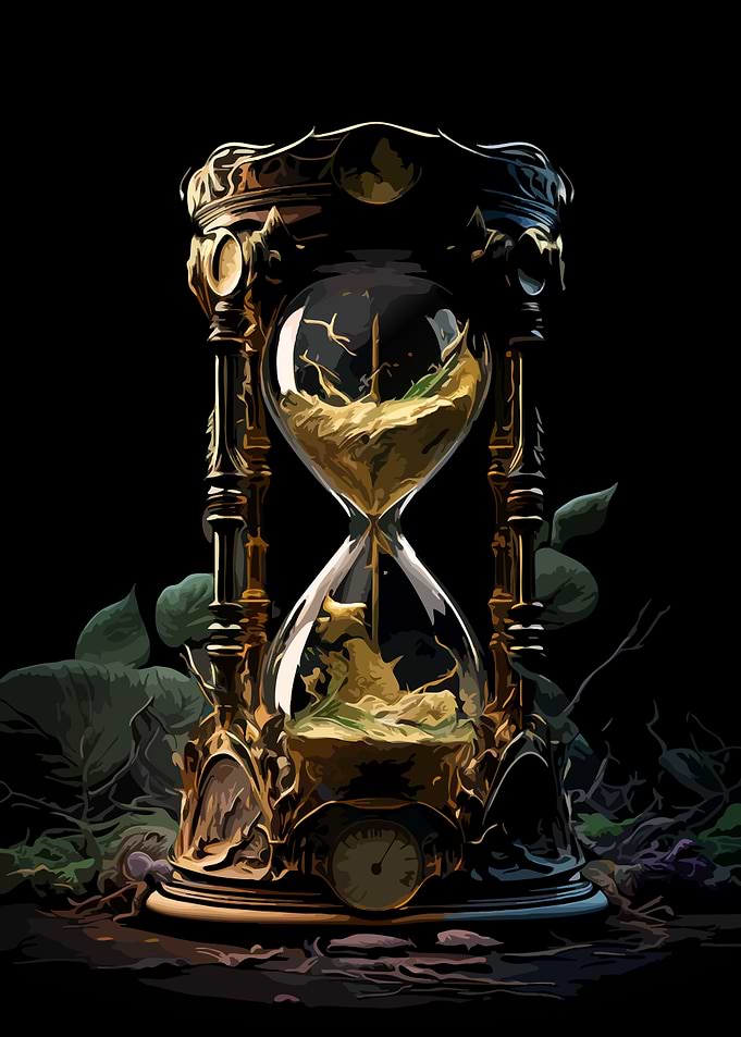 Ornate Hourglass with Golden Sand