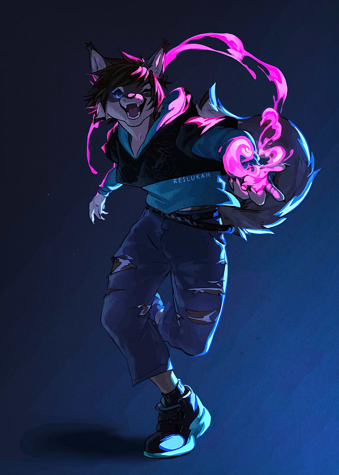 Furry Character with Pink Magic