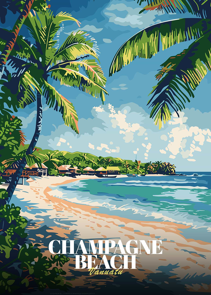 Champagne Beach Vanuatu Travel Poster