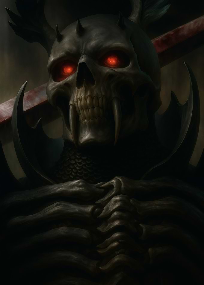 Dark Skull Warrior with Red Eyes