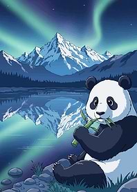 Panda bamboo aurora borealis