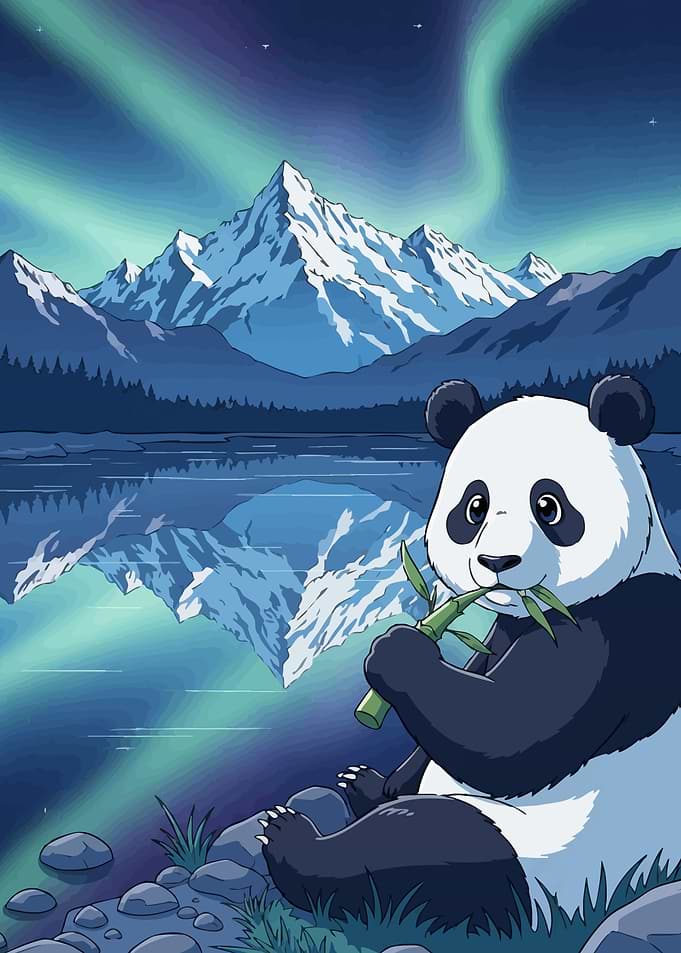 Panda bamboo aurora borealis