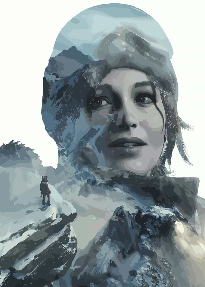 Woman and Mountain Double Exposure Art
