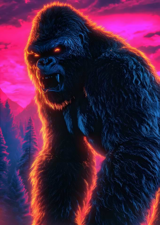 Furious Gorilla with Glowing Eyes