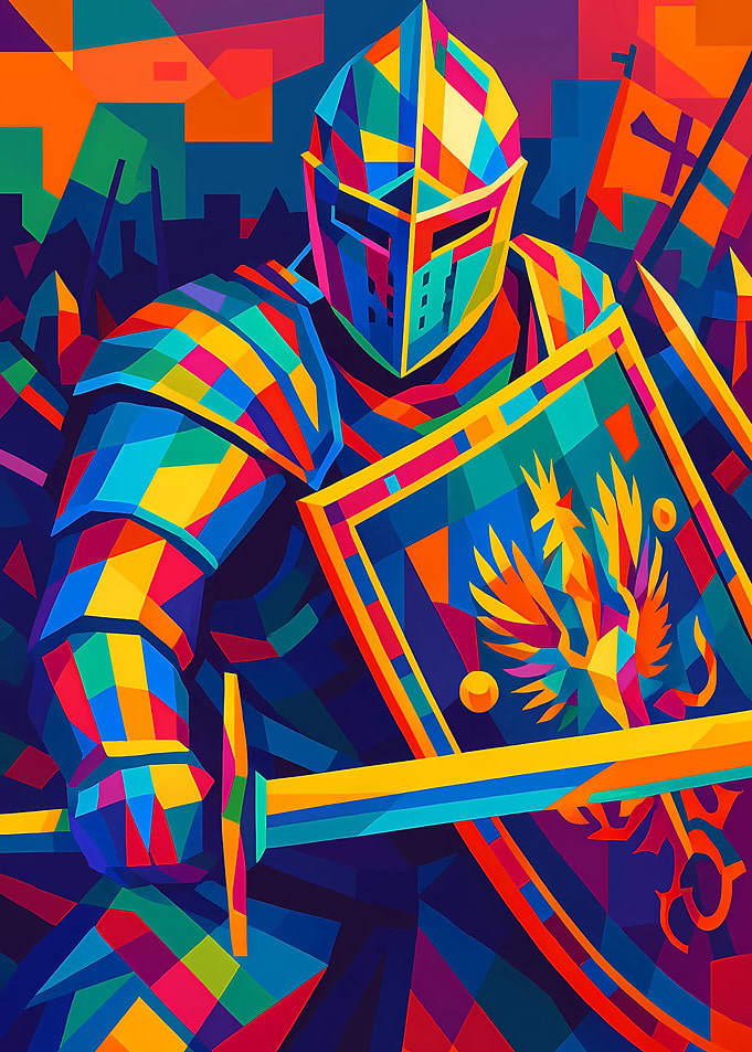 Colorful Knight in Battle
