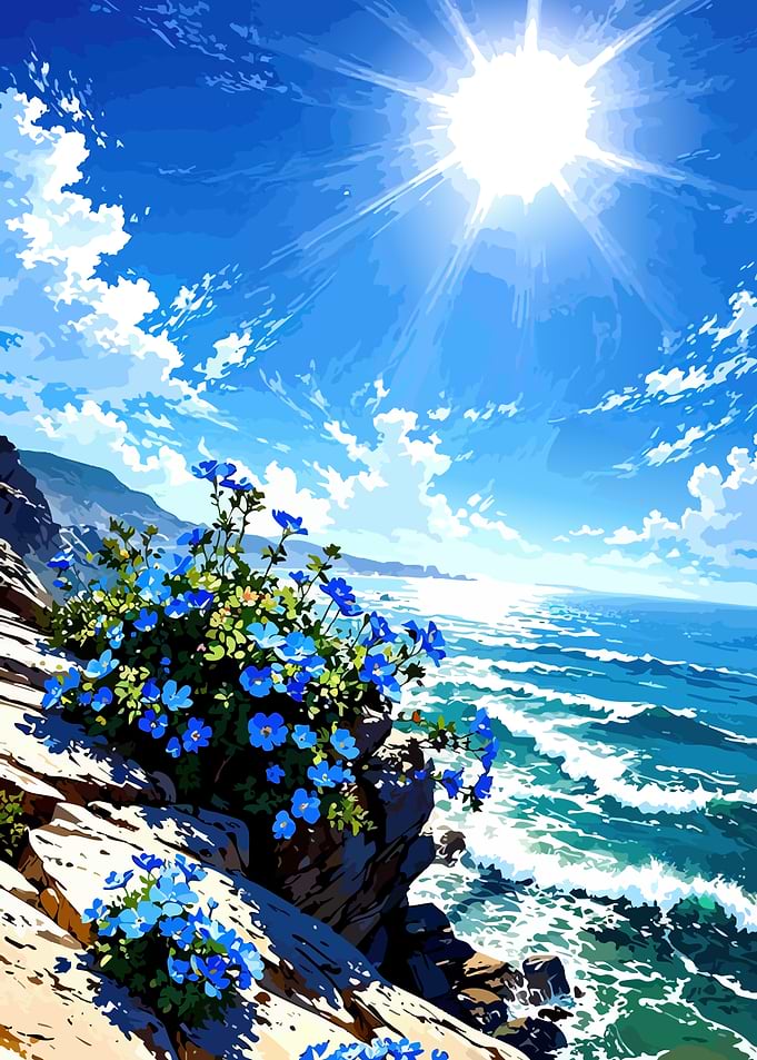 Coastal Flowers and Ocean View