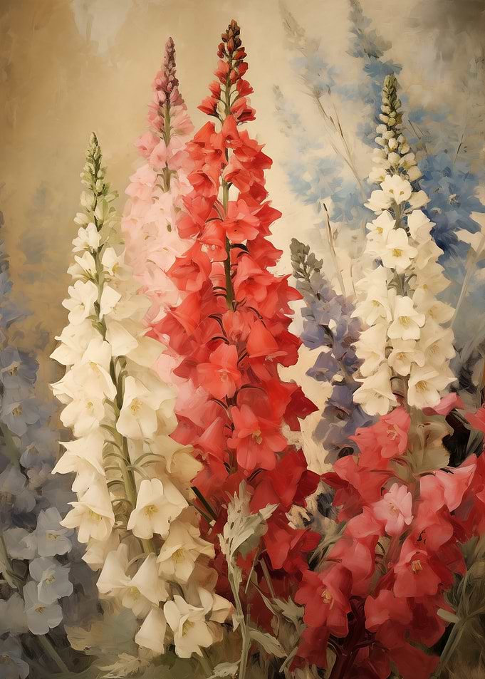Floral Colorful Delphiniums