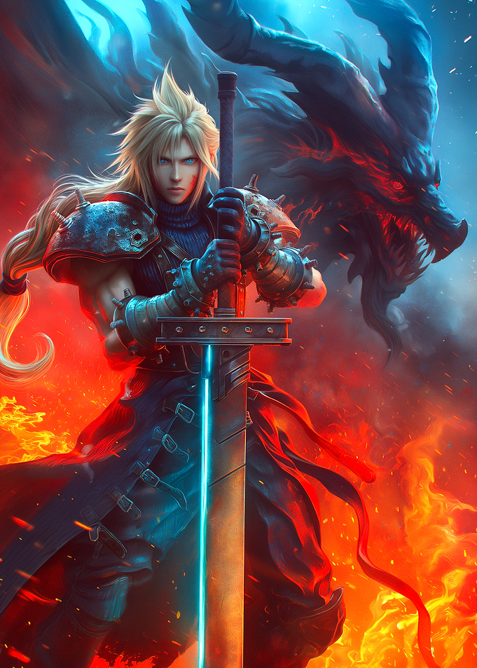 Cloud Strife with Dragon