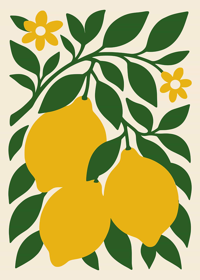 Lemons and Flowers Illustration