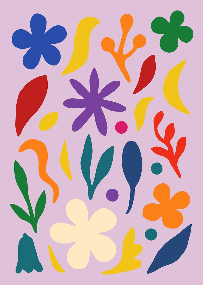 Colorful Floral Abstract on Lilac Background
