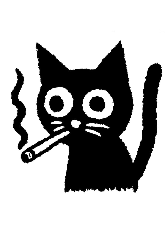 Smoking Black Cat Illustration