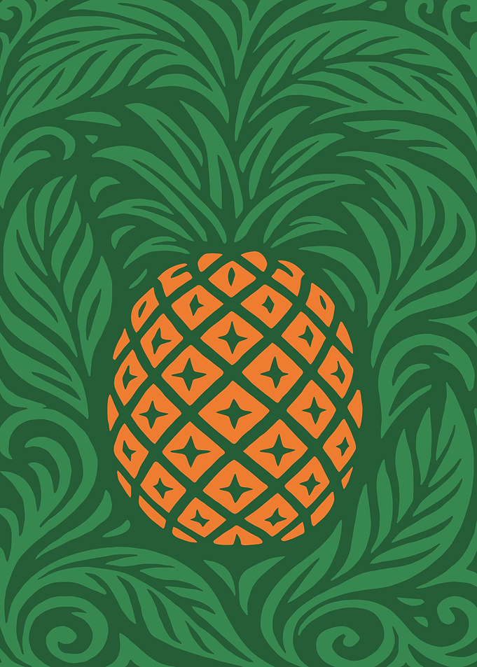 Pineapple with Green Leafy Background