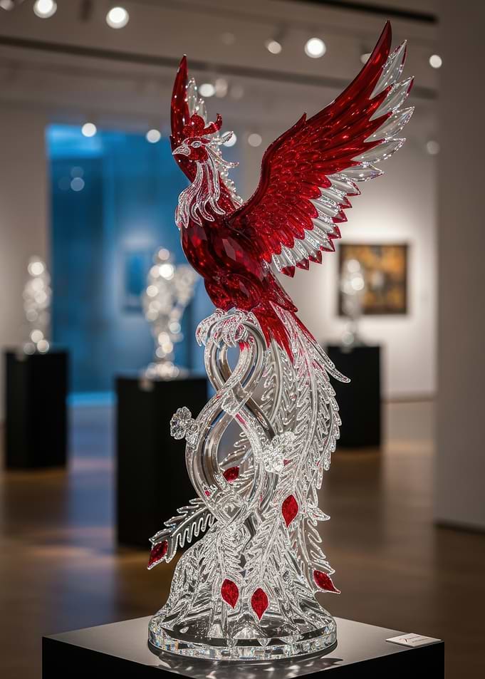 Crystal Phoenix Sculpture