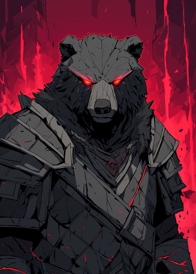 Armored Bear Warrior with Red Eyes