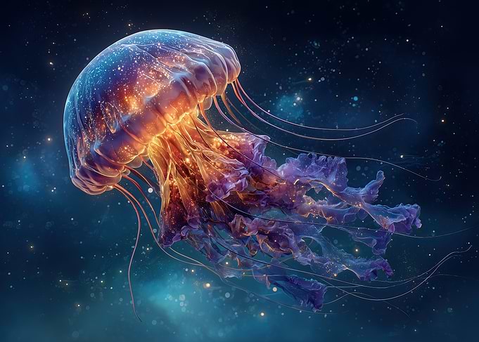 Glowing Jellyfish in Space