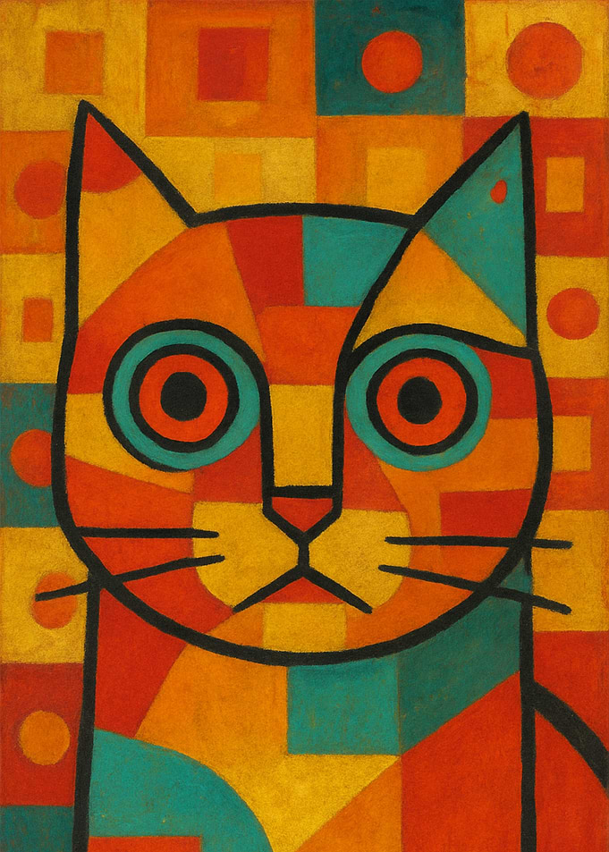 Vibrant Geometric Cat Portrait | Pop Art Abstract Animal Wall Art