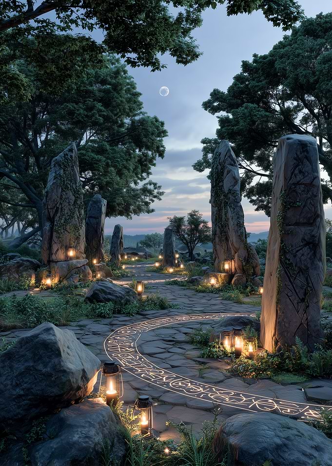 Mystical Stone Path at Twilight