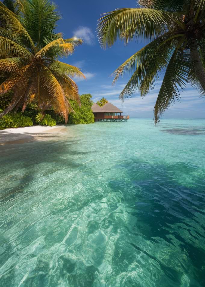 Tropical Beach Paradise with Overwater Bungalow