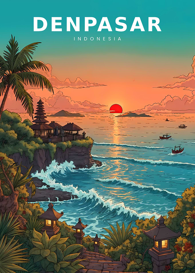 Golden Sunset Over Bali Island