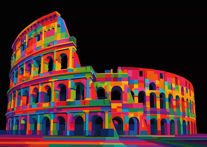 Colorful Colosseum Illustration