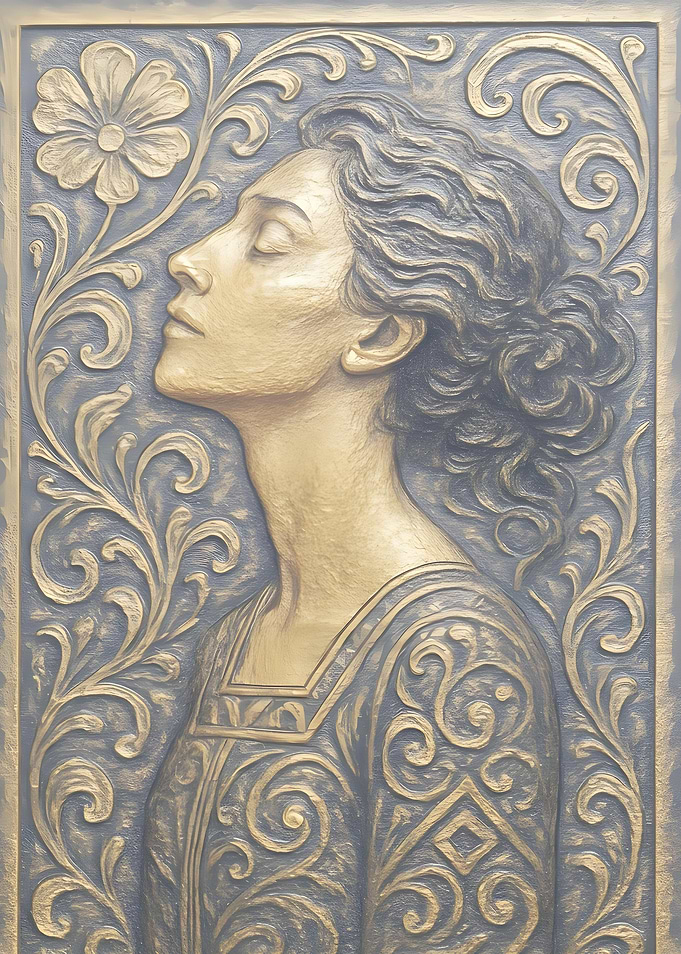 Woman in Relief with Floral Ornament