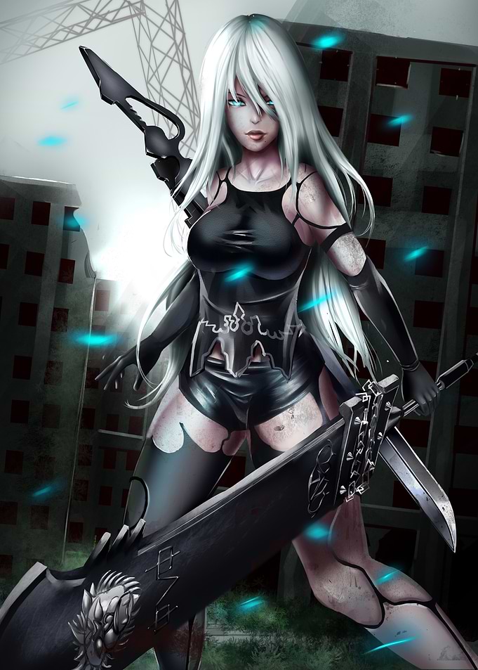Female Warrior in a Ruined City