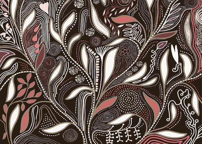 Floral Pattern with Brown Background
