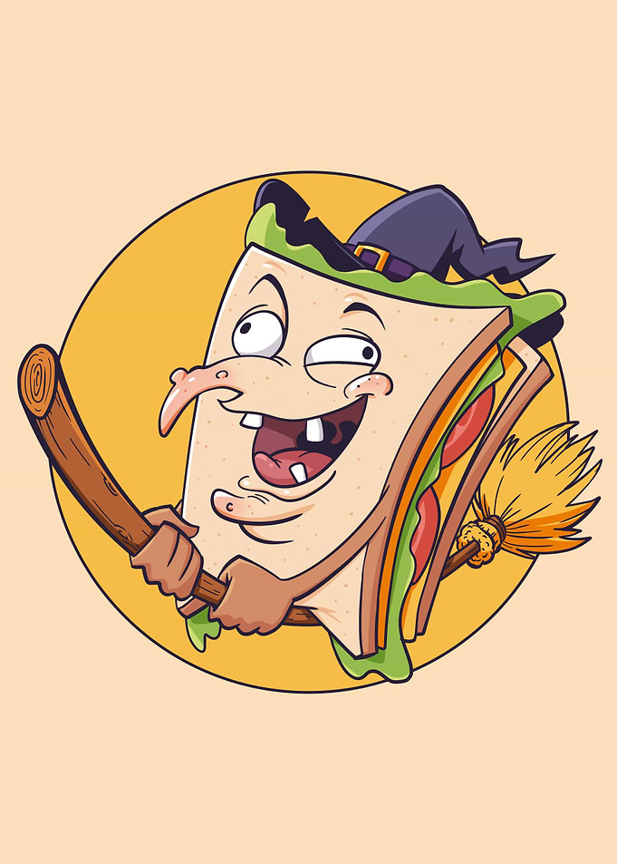 Sandwitch Flying on Broomstick