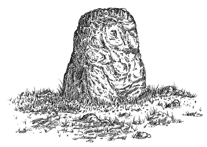 Monochrome Stone Monument Drawing