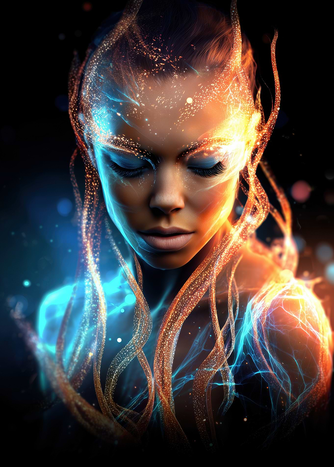 Ethereal Woman with Glowing Energy