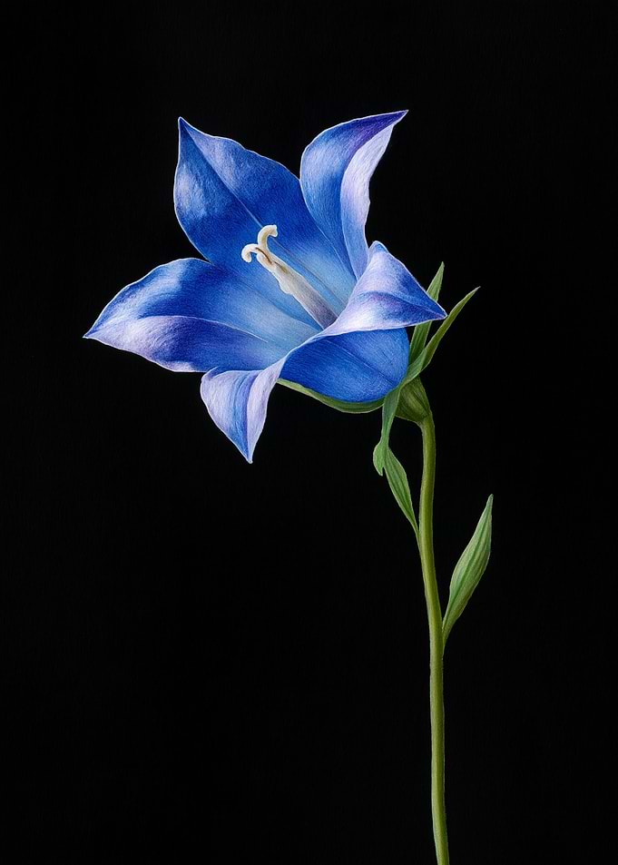 Bluebell Flower on Black Background
