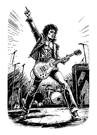 Rockstar Guitarist Ink Illustration