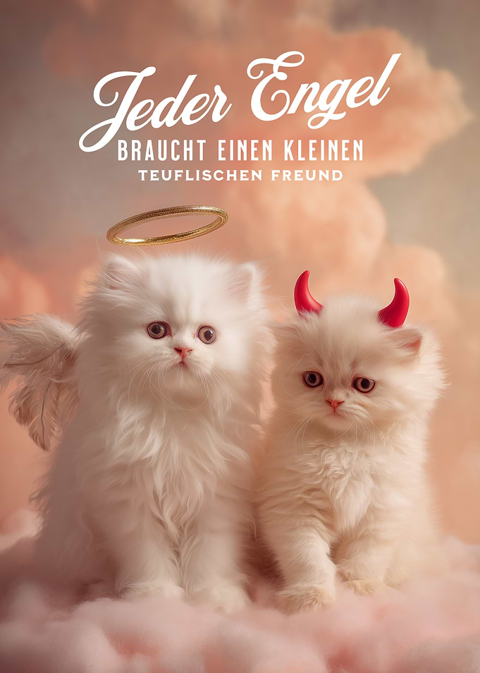 Angel and Devil Kitten Friends