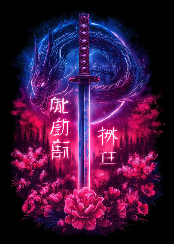 Neon Dragon Katana