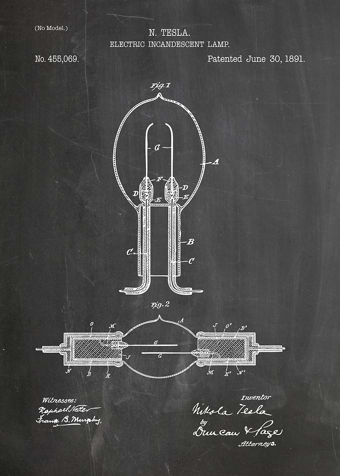 Nikola Tesla Electric Lamp Patent