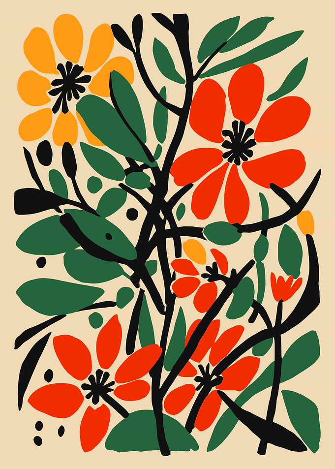 Floral Arrangement with Orange and Red Flowers