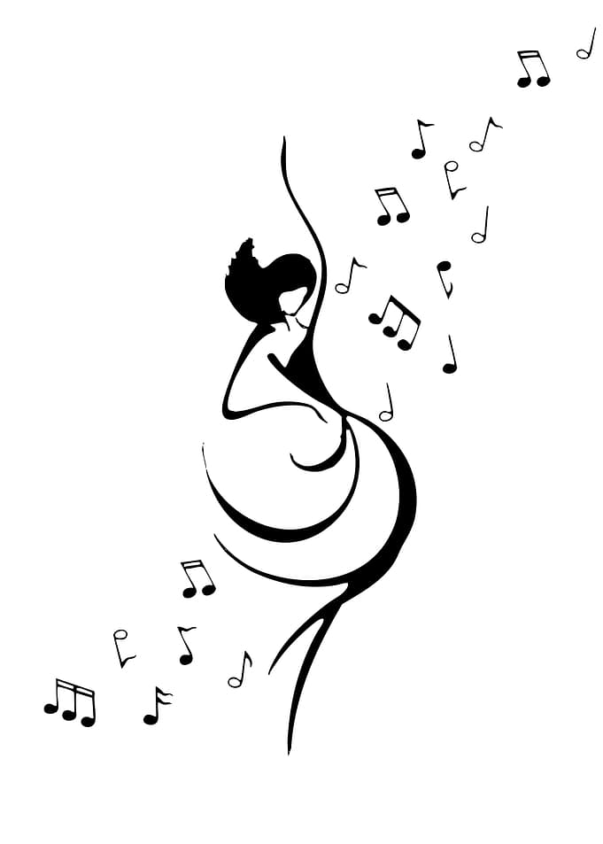 Elegant Woman with Music Notes