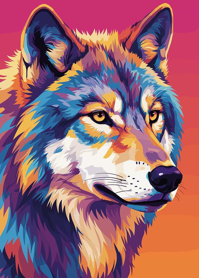 Colorful Wolf Portrait