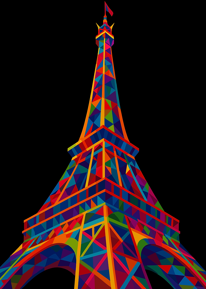 Colorful Eiffel Tower Geometric Art